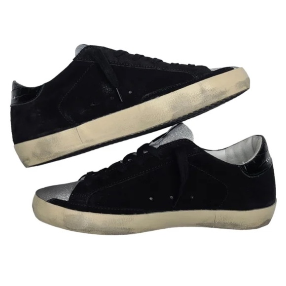 Golden Goose Superstar Size 38 Black Suede Silver Neiman Marcus Private Edition - Picture 3 of 8